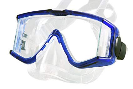 New Tilos Single Lens Panoramic View Scuba Diving & Snorkeling Mask with Purge (Trans Blue)