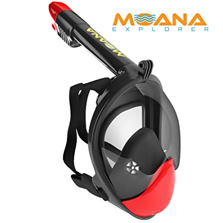 Moana Explorer Full Face Snorkel Mask-180 Degree Panoramic View-Largest Viewing Area-Newest Anti Fog and Anti Leak Technology-Free Breathing-Great for Kids and Adults