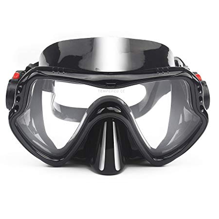To Max Diving Mask, Professional Adult Scuba Mask Tempered Glass Single Lens Mask for Maximum Vision