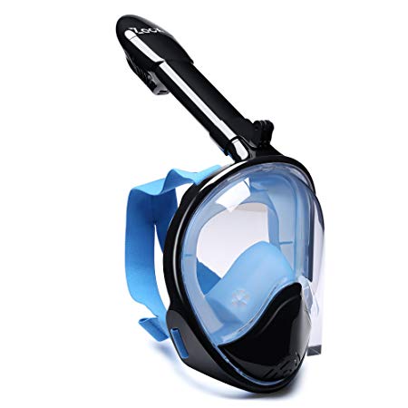 Snorkel Mask For Adult and Kids, Zacx True 180° Panoramic Viewing Full Face, GoPro Compatible, Anti-fog Anti-leak Design, with Longer Snorkeling Tube and Adjustable Head Straps