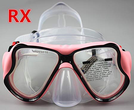 YEESAM SWIM Diving Mask Prescription Nearsighted Myopia Myopic - Scuba Dive Snorkel RX Optical Corrective Lenses - Pink
