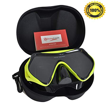 Rising Goods Scuba Snorkeling Diving Mask with Protective Case - Anti-Fog Glass - Leak-Proof Silicone Mask
