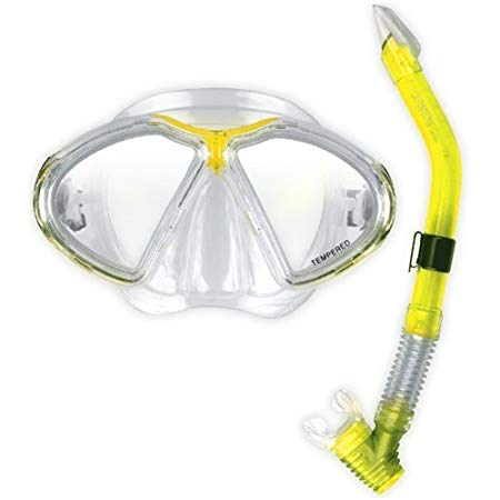 OceanPro Coral Scuba Diving and Snorkeling Mask and Snorkel Set - Yellow