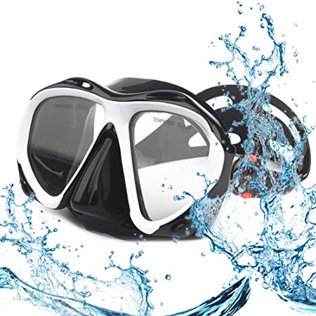 Snorkel Dive Mask, Panoramic HD Scuba Swim Mask, Tempered Anti-Fog Lens Glasses Snorkel Goggles, Scuba Dive Snorkeling Mask with Silicone Skirt Silicone Strap Diving Mask for Dry Snorkeling, Swimming